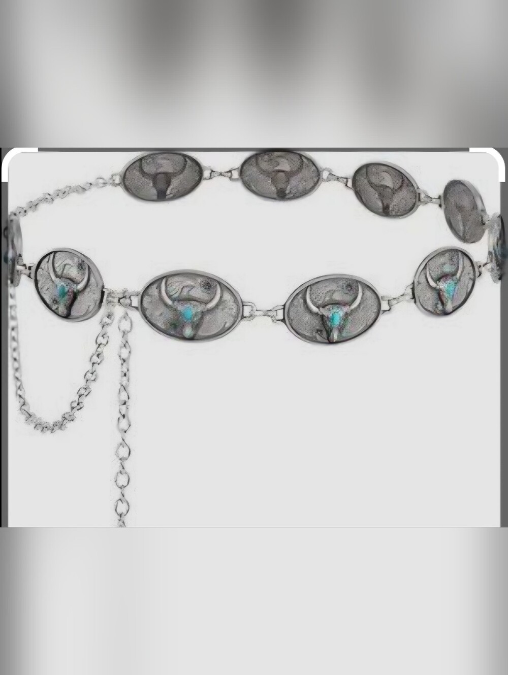 NWT Haute Hippy Silver Concho Belt with Turquoise Accents on Longhorn Skulls